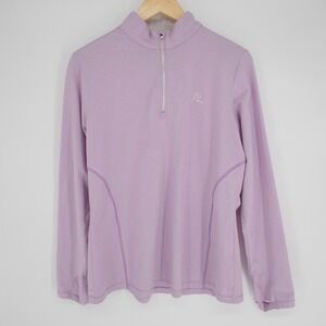 Rhoback Shirt Womens L Purple Mock Neck 1/4 Zip Golf Pullover Tagless Stretch